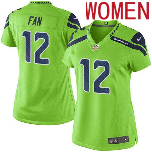 Women Seattle Seahawks 12th Fan Nike Neon Green Game NFL Jersey->women nfl jersey->Women Jersey
